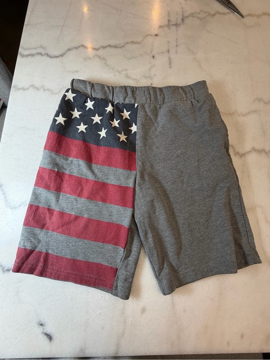 Place Other - Place Boys Gray Shorts with Flag Stripe Panel - Red, Blue, White